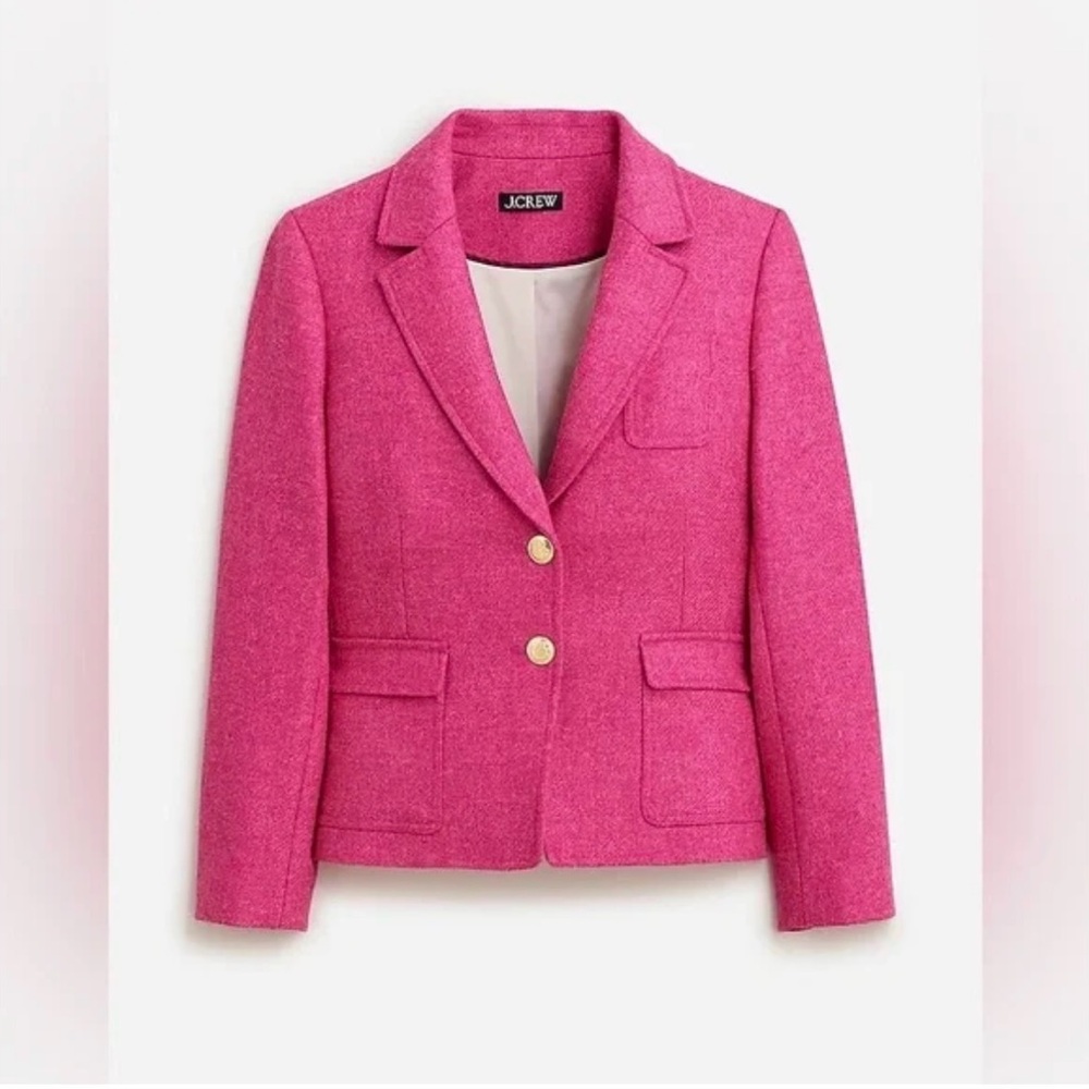 J. Crew NWOT Fuscia Pink English Wool Academia Structured Blazer Sz 2